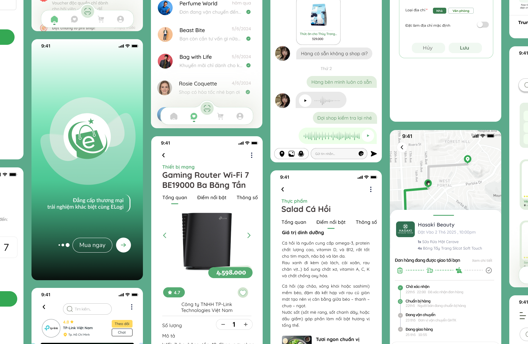 ELOGI full mobile app screen collection