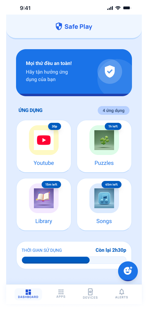 KidGuard child home screen