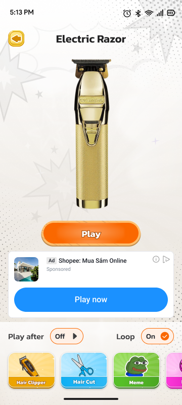 Prank Sound electric razor player