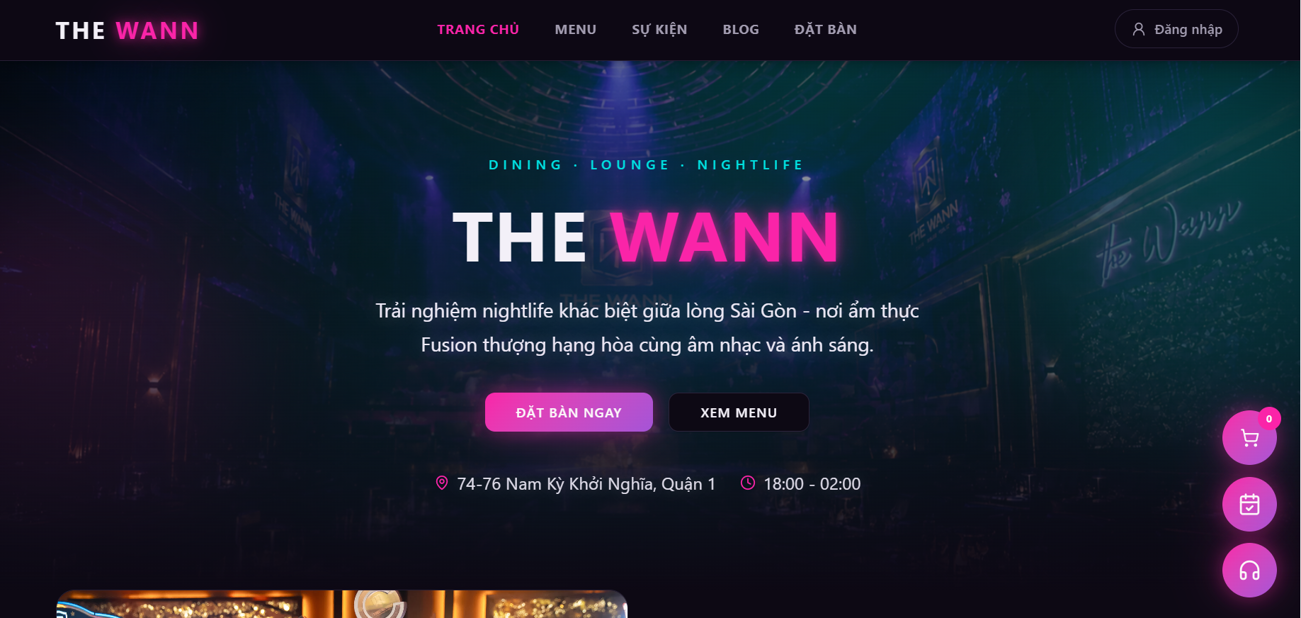 Ảnh chụp trang chủ website The Wann