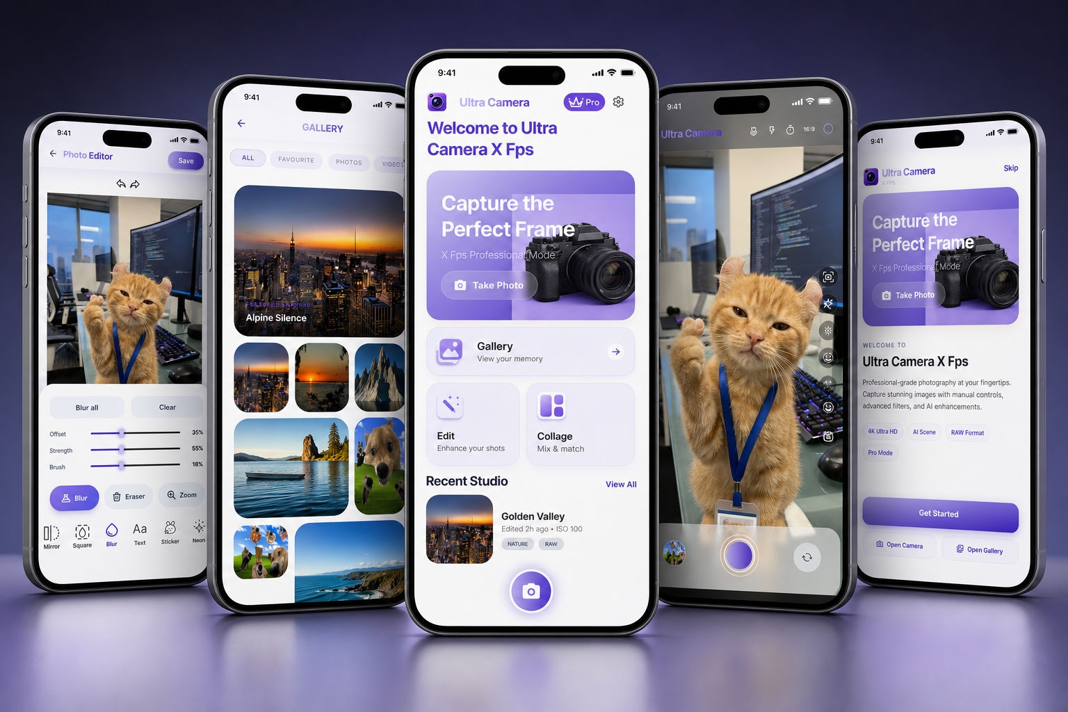Ultra Camera mockup mobile app